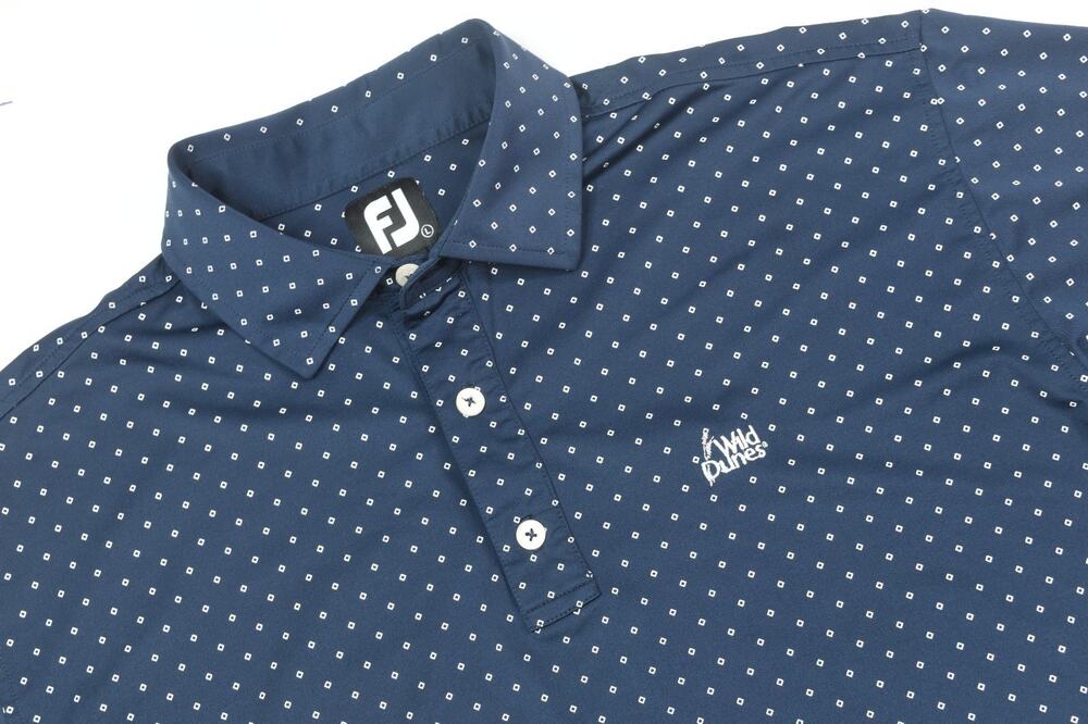FootJoy Polo Shirt Mens Large Navy Blue Diamonds Short Sleeve Stretch Classic